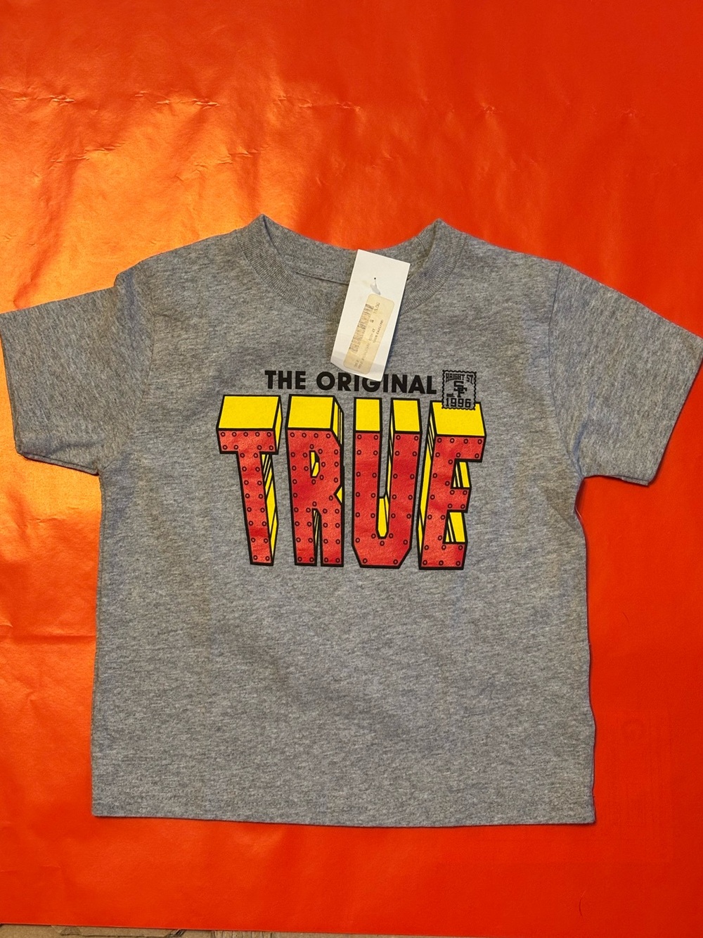 Kids 'The Original TRUE' Graphic Tee - Gray with Red & Yellow Print